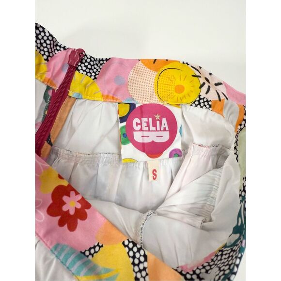 Celia B Womens Multicolor Tiered Lined Floral Pleated A-Line Skirt Small - Picture 5 of 5